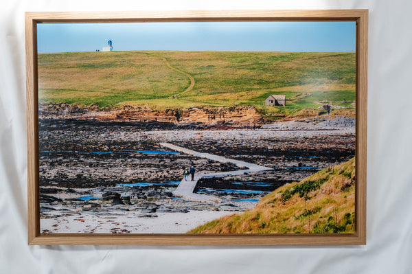 Birsay Bay Lighthouse at Low Tide - Framed