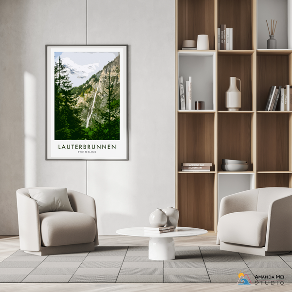 Trümmelbach Falls Travel Poster - Lauterbrunnen, Switzerland