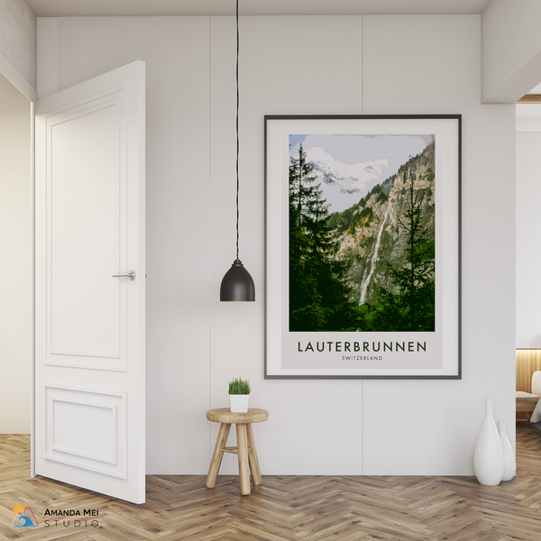 Trümmelbach Falls Travel Poster - Lauterbrunnen, Switzerland