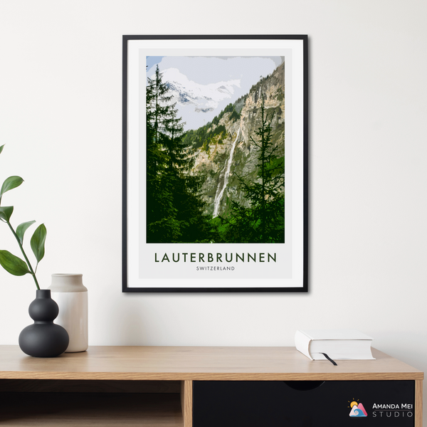 Trümmelbach Falls Travel Poster - Lauterbrunnen, Switzerland