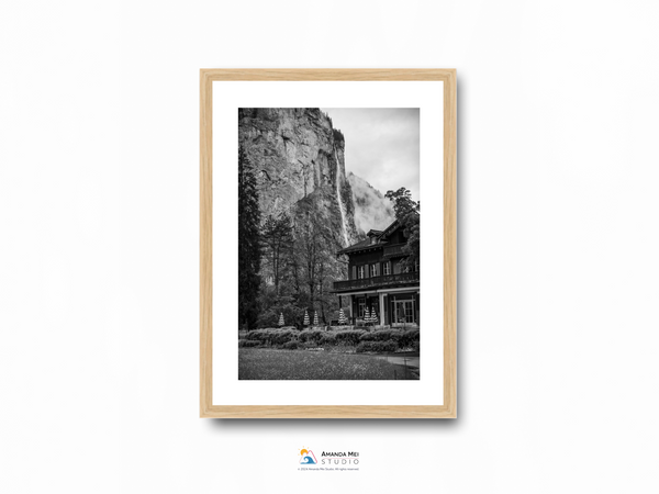 Swiss hotel below Trümmelbach Falls Black & White - Lauterbrunnen, Switzerland