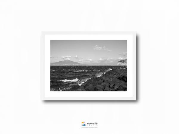 Mount Vesuvius from Sorrento Black & White - Sorrento, Italy