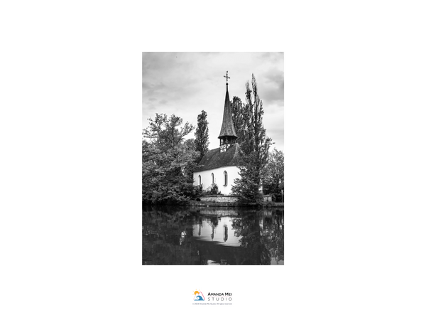 Chapel on the Rhine Black & White - Rheinau, Switzerland